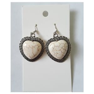 Cream Howlite Sterling Sliver Heart Earrings